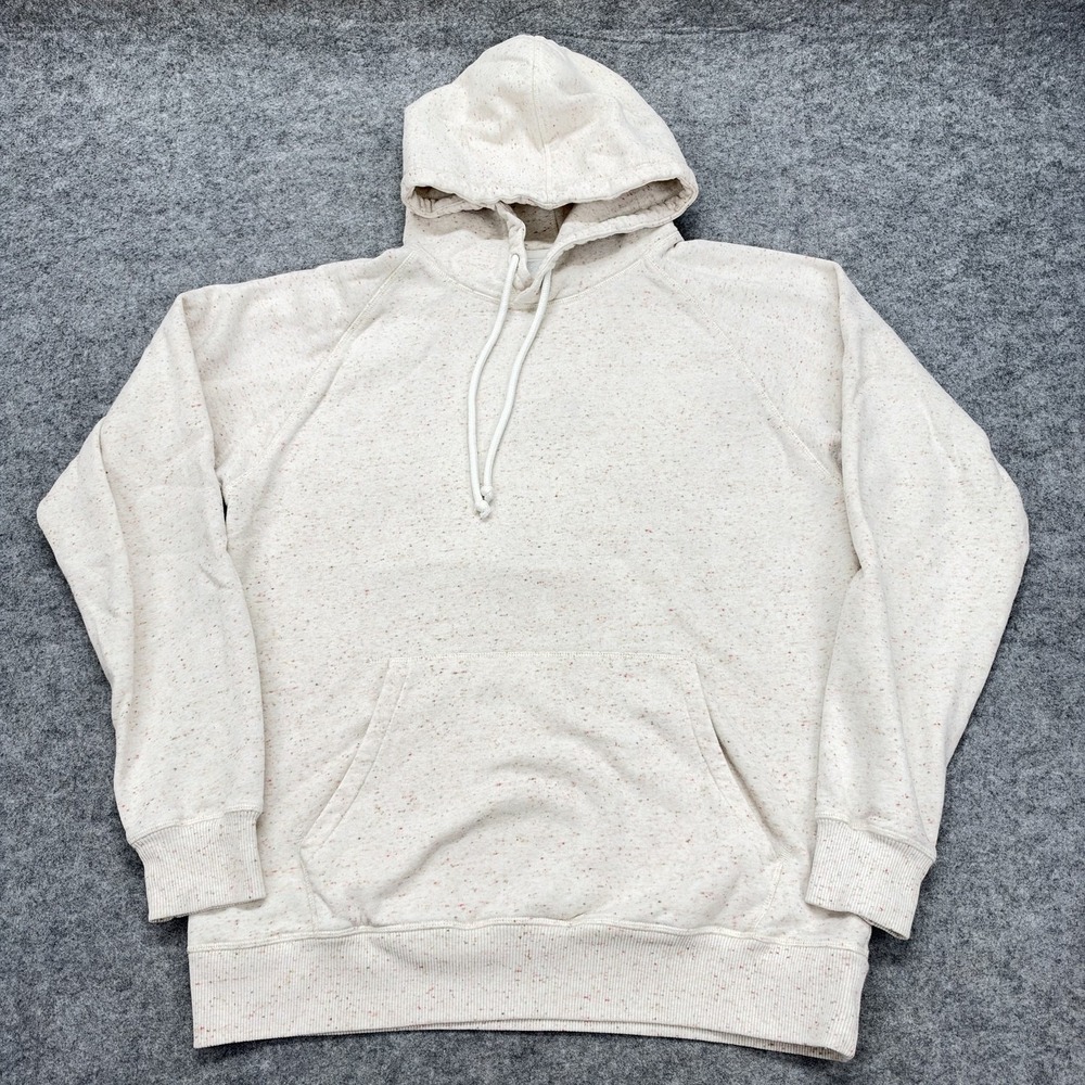 Flint And Tinder Hoodie Mens Large White Speckle Fleece Pullover Kangaroo Pocket